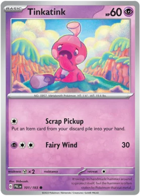 Pokemon Single Card - Scarlet & Violet Paldea Evolved 101/193 Tinkatink Common Pack Fresh
