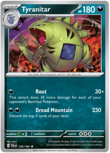 Pokemon Single Card - Scarlet & Violet Paldea Evolved 135/193 Tyranitar Rare Holo Pack Fresh