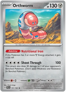 Pokemon Single Card - Scarlet & Violet Paldea Evolved 151/193 Orthworm Rare Holo Pack Fresh