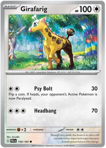 Pokemon Single Card - Scarlet & Violet Paldea Evolved 154/193 Girafarig Common Pack Fresh