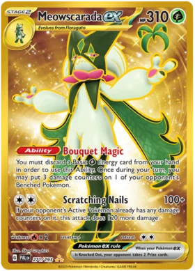 Pokemon Single Card - Scarlet & Violet Paldea Evolved 271/193 Meowscarada ex Gold Full Art Pack Fresh