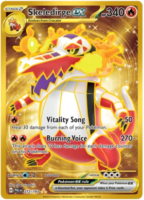Pokemon Single Card - Scarlet & Violet Paldea Evolved 272/193 Skeledirge ex Gold Full Art Pack Fresh