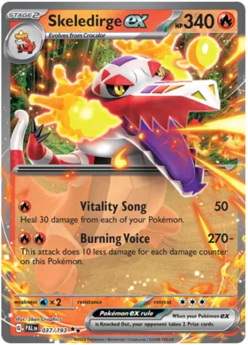 Pokemon Single Card - Scarlet & Violet Paldea Evolved 037/193 Skeledirge ex Pack Fresh