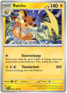 Pokemon Single Card - Scarlet & Violet Paldea Evolved 064/193 Raichu Uncommon Pack Fresh