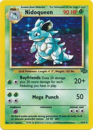 Pokemon Single Card - Jungle Set 07/64 Nidoqueen Rare Holo Light Play