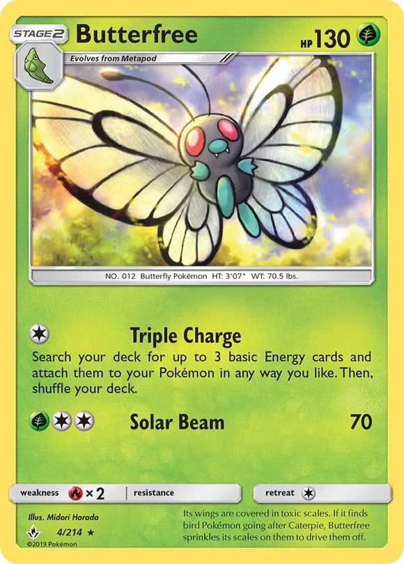 Pokemon Single Card - Unbroken Bonds 004/214 Butterfree Rare Pack Fresh