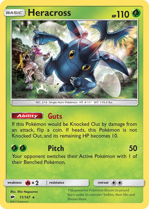 Pokemon Single Card - Burning Shadows 011/147 Heracross Rare Pack Fresh