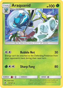 Pokemon Single Card - Burning Shadows 015/147 Araquanid Rare Pack Fresh