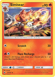 Pokemon Single Card - Burning Shadows 023/147 Simisear Uncommon Pack Fresh