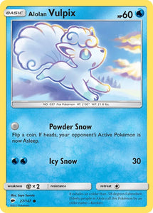 Pokemon Single Card - Burning Shadows 027/147 Alolan Vulpix Common Pack Fresh