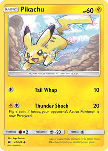 Pokemon Single Card - Burning Shadows 040/147 Pikachu Common Pack Fresh