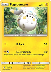 Pokemon Single Card - Burning Shadows 047/147 Togedemaru Common Pack Fresh