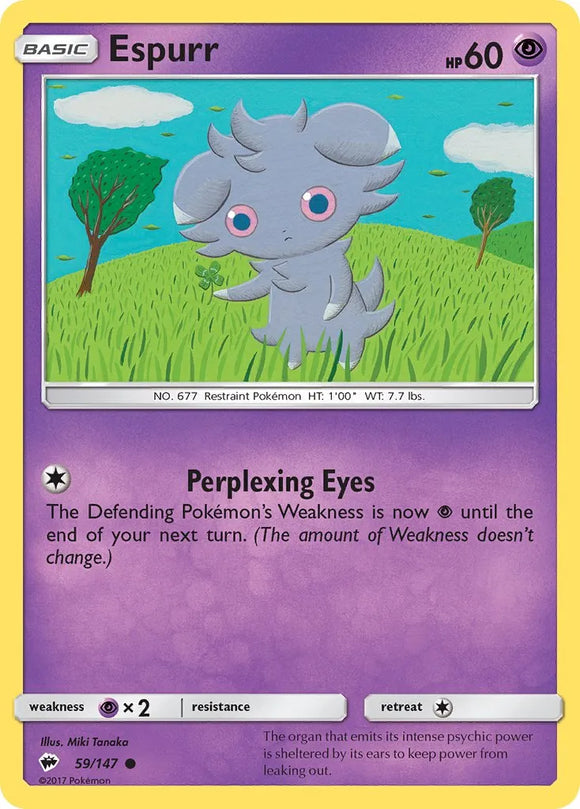 Pokemon Single Card - Burning Shadows 059/147 Espurr Common Pack Fresh