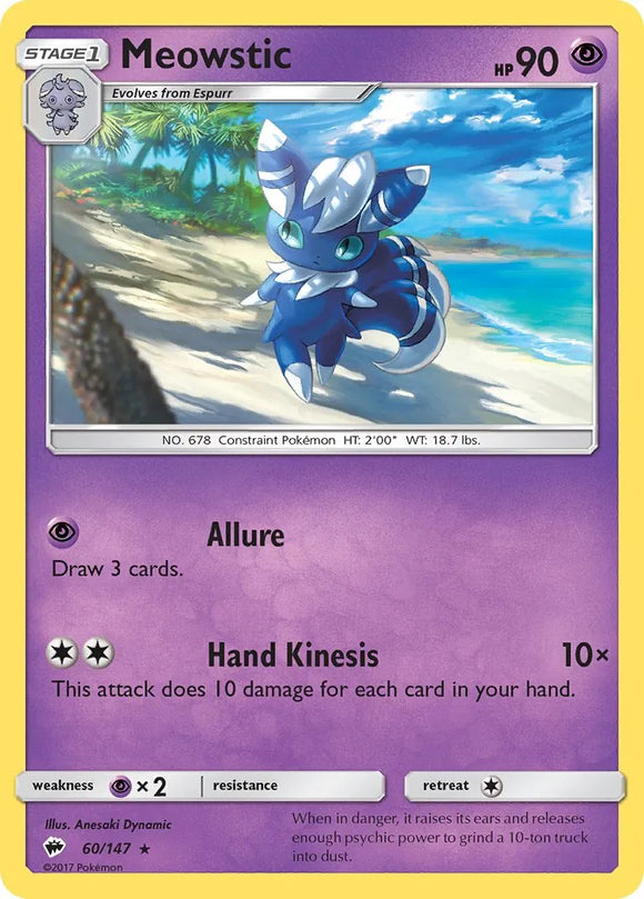 Pokemon Single Card - Burning Shadows 060/147 Meowstic Rare Pack Fresh