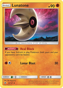 Pokemon Single Card - Burning Shadows 068/147 Lunatone Uncommon Pack Fresh