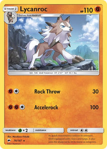 Pokemon Single Card - Burning Shadows 076/147 Lycanroc Rare Pack Fresh