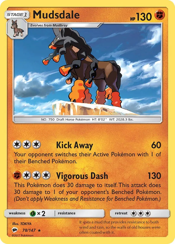 Pokemon Single Card - Burning Shadows 078/147 Mudsdale Rare Pack Fresh