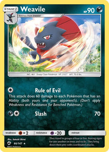 Pokemon Single Card - Burning Shadows 086/147 Weavile Rare Pack Fresh