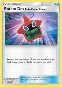 Pokemon Single Card - Burning Shadows 122/147 Rotom Dex: Poké Finder Mode Uncommon Pack Fresh