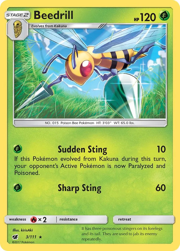 Pokemon Single Card - Crimson Invasion 003/111 Beedrill Rare Pack Fresh