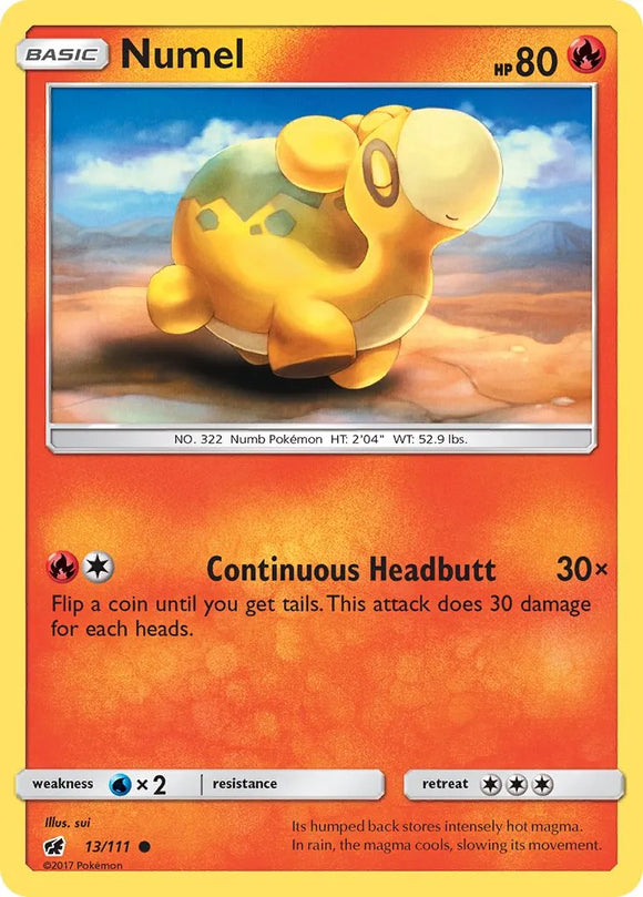 Pokemon Single Card - Crimson Invasion 013/111 Numel Common Pack Fresh