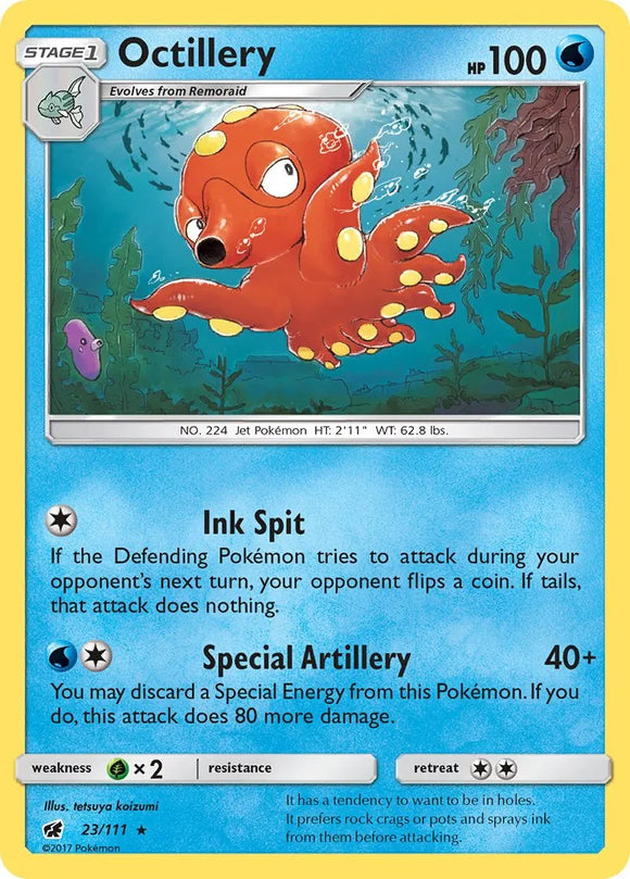 Pokemon Single Card - Crimson Invasion 023/111 Octillery Rare Pack Fresh