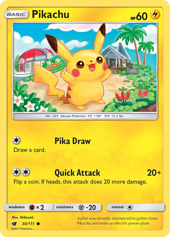 Pokemon Single Card - Crimson Invasion 030/111 Pikachu Common Pack Fresh