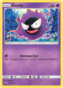 Pokemon Single Card - Crimson Invasion 036/111 Gastly Common Pack Fresh