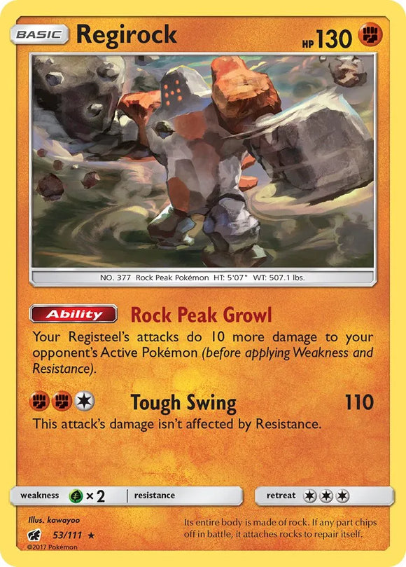 Pokemon Single Card - Crimson Invasion 053/111 Regirock Rare Pack Fresh