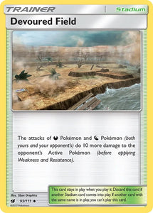 Pokemon Single Card - Crimson Invasion 093/111 Devoured Field Unommon Pack Fresh