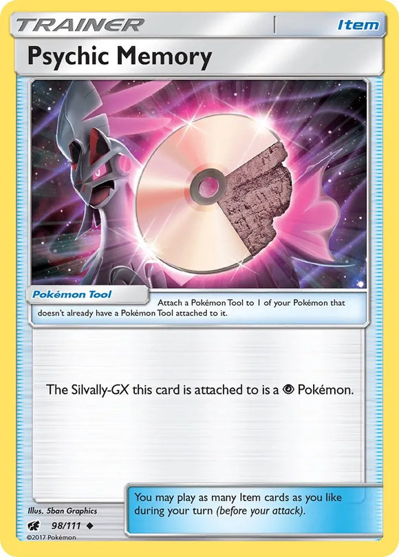 Pokemon Single Card - Crimson Invasion 098/111 Psychic Memory Unommon Pack Fresh