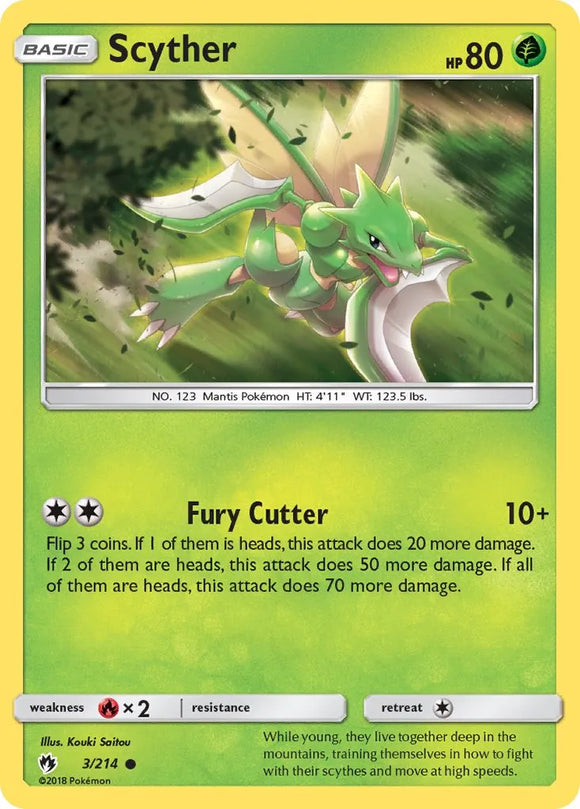 Pokemon Single Card - Lost Thunder 003/214 Scyther Common Pack Fresh