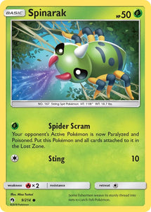 Pokemon Single Card - Lost Thunder 009/214 Spinarak Common Pack Fresh