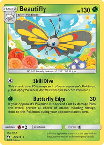 Pokemon Single Card - Lost Thunder 026/214 Beautifly Rare Pack Fresh