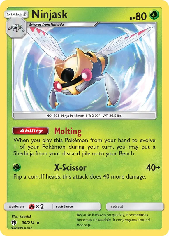 Pokemon Single Card - Lost Thunder 030/214 Ninjask Uncommon Pack Fresh