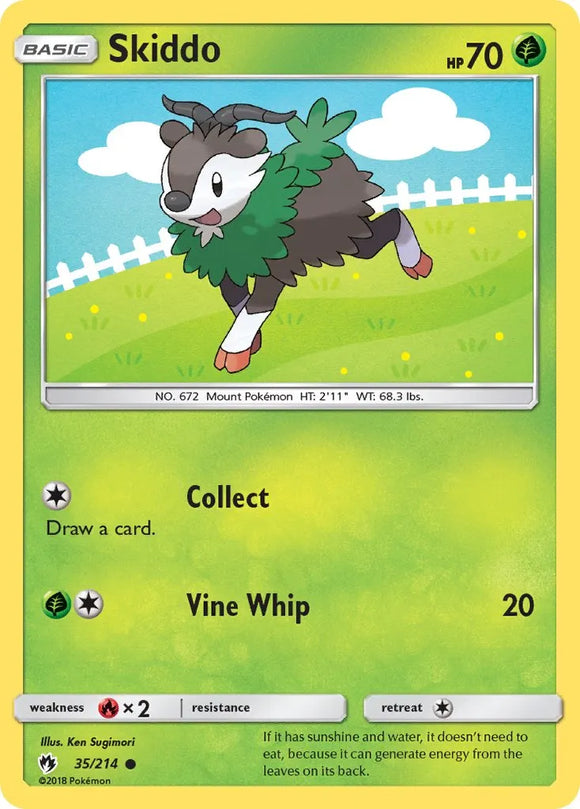 Pokemon Single Card - Lost Thunder 035/214 Skiddo Common Pack Fresh