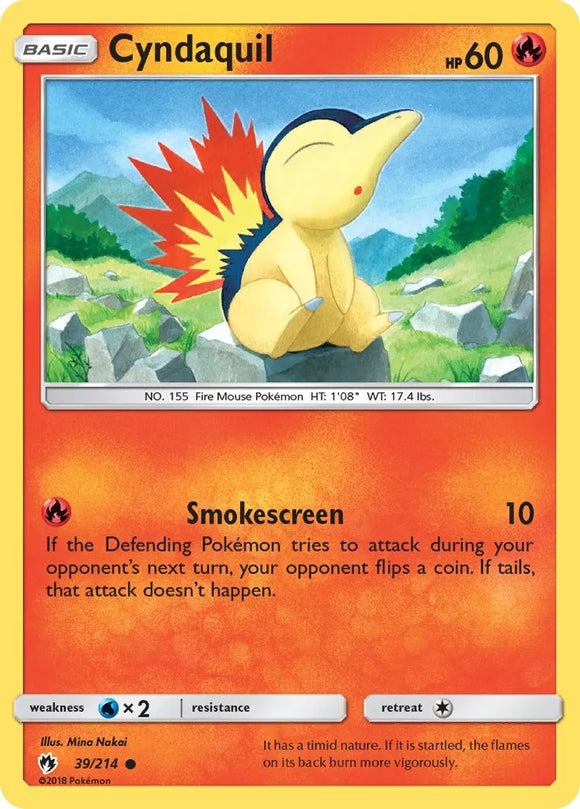 Pokemon Single Card - Lost Thunder 039/214 Cyndaquil Common Pack Fresh