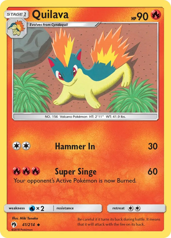 Pokemon Single Card - Lost Thunder 041/214 Quilava Uncommon Pack Fresh