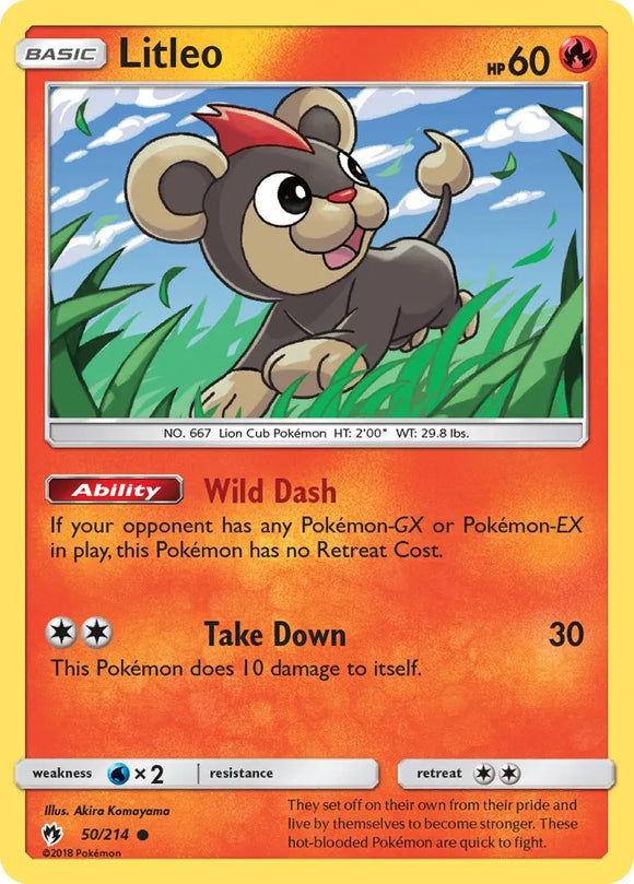 Pokemon Single Card - Lost Thunder 050/214 Litleo Common Pack Fresh