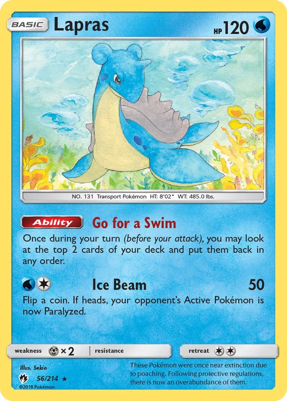 Pokemon Single Card - Lost Thunder 056/214 Lapras Rare Pack Fresh