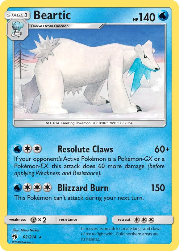 Pokemon Single Card - Lost Thunder 062/214 Beartic Rare Pack Fresh