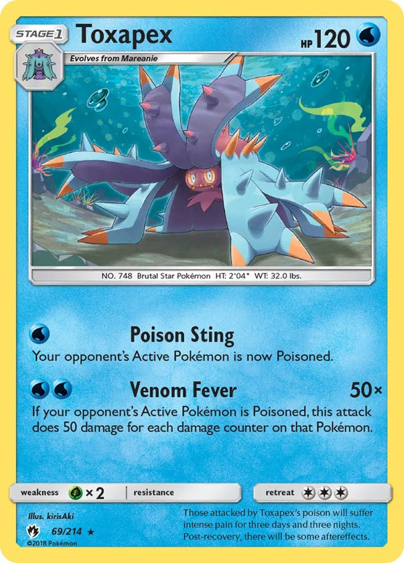 Pokemon Single Card - Lost Thunder 069/214 Toxapex Rare Pack Fresh