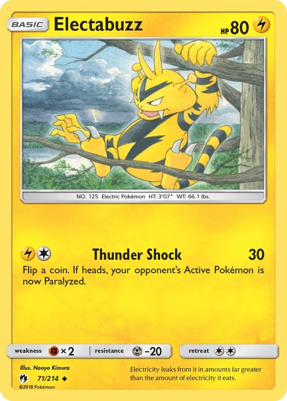 Pokemon Single Card - Lost Thunder 071/214 Electabuzz Uncommon Pack Fresh