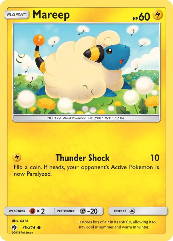 Pokemon Single Card - Lost Thunder 076/214 Mareep Common Pack Fresh