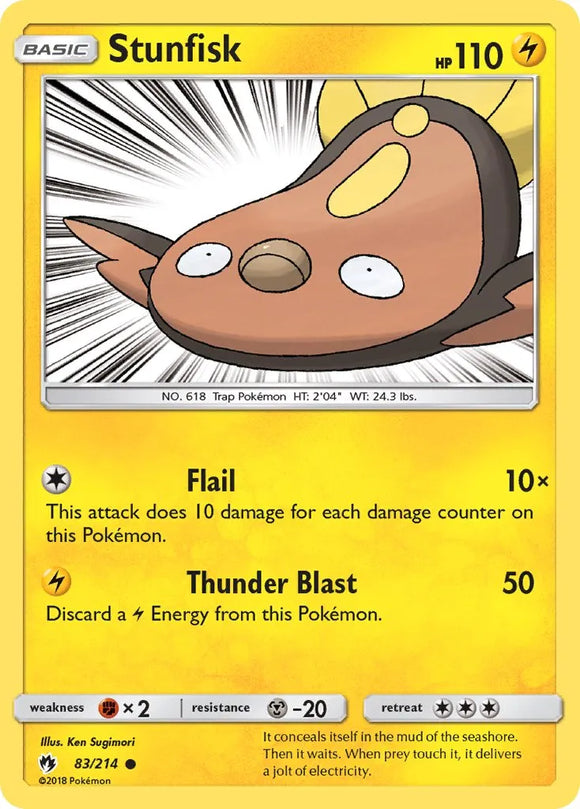 Pokemon Single Card - Lost Thunder 083/214 Stunfisk Common Pack Fresh