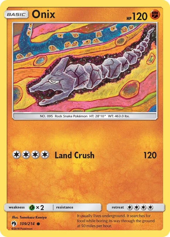 Pokemon Single Card - Lost Thunder 109/214 Onix Common Pack Fresh