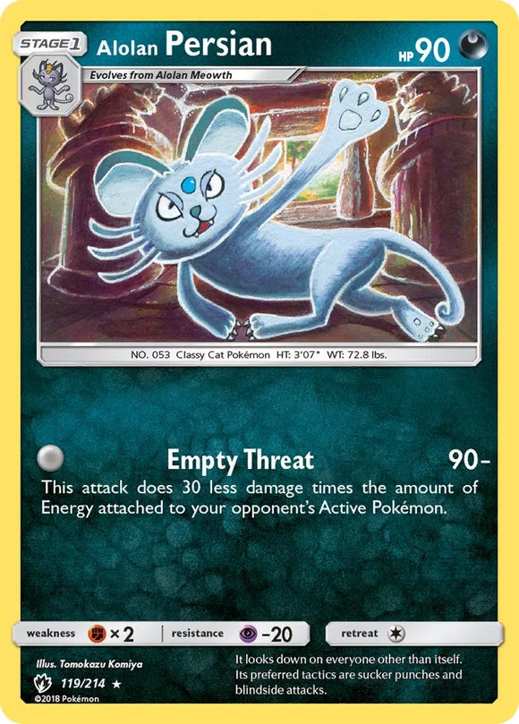 Pokemon Single Card - Lost Thunder 119/214 Alolan Persian Rare Pack Fresh