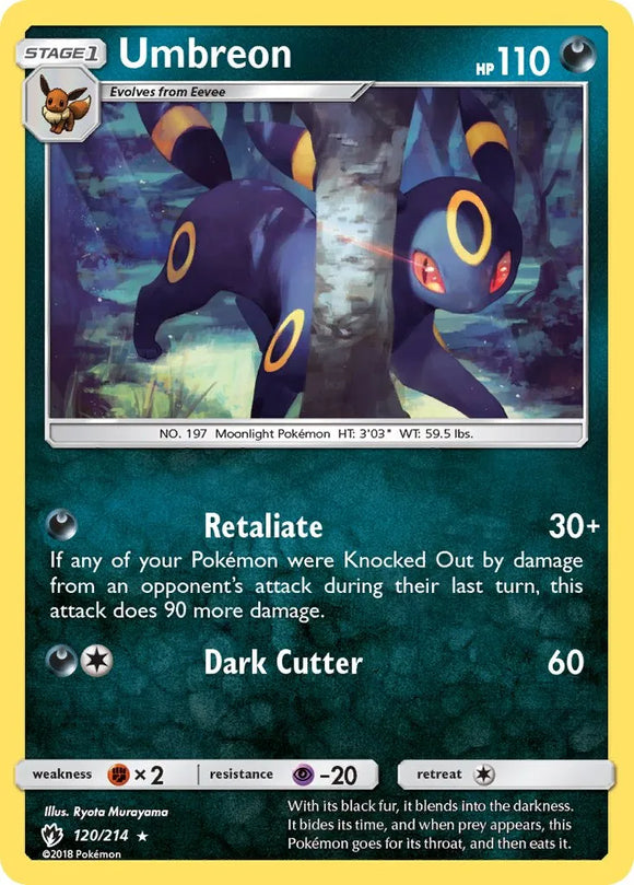 Pokemon Single Card - Lost Thunder 120/214 Umbreon Rare Pack Fresh