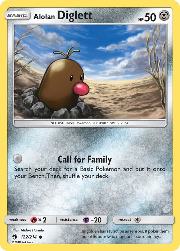 Pokemon Single Card - Lost Thunder 122/214 Alolan Diglett Common Pack Fresh