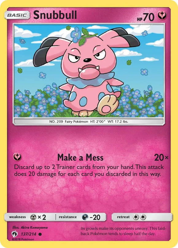 Pokemon Single Card - Lost Thunder 137/214 Snubbull Common Pack Fresh